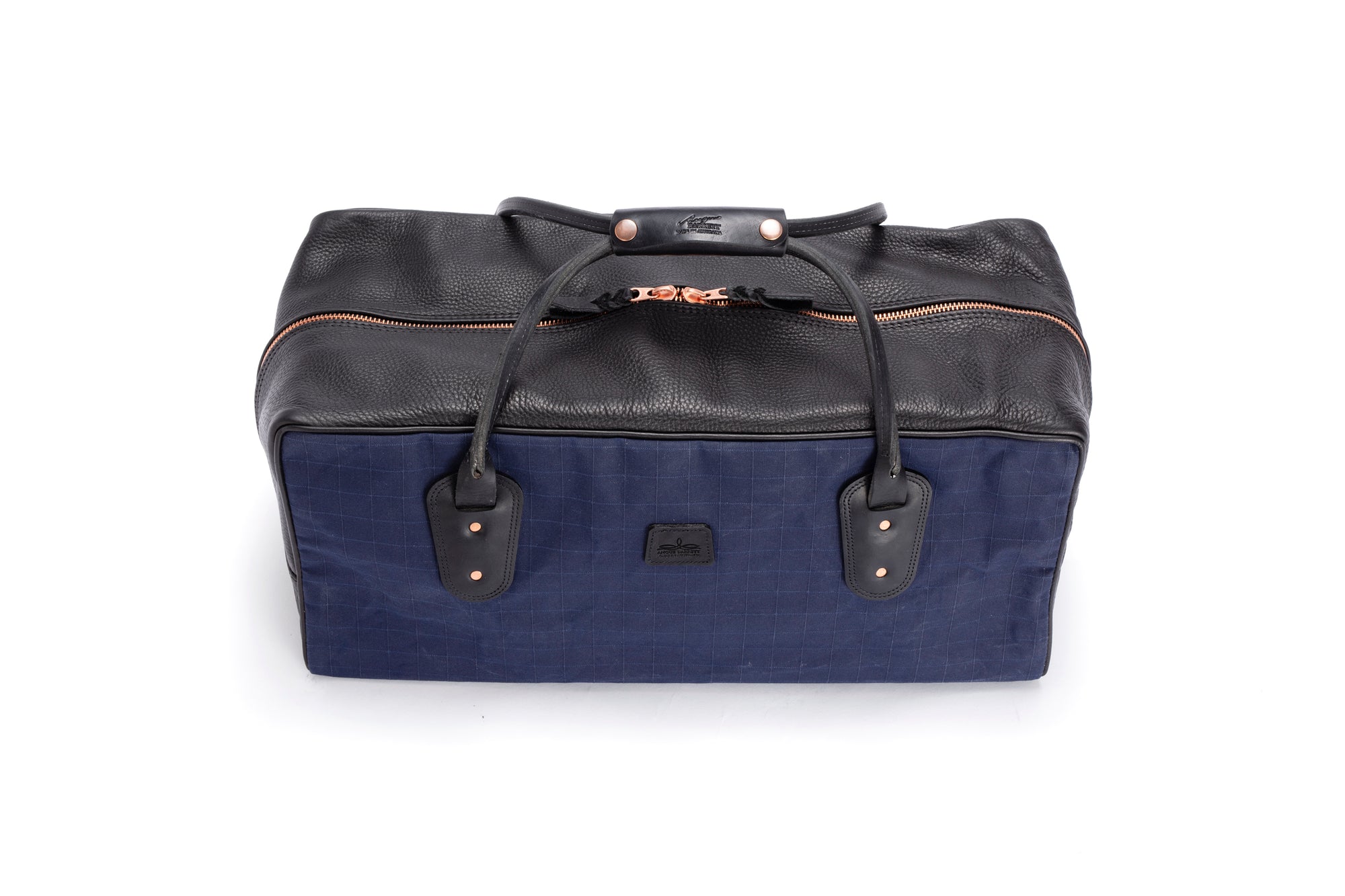 Weekender Travel Bag - Navy Canvas with Black Leather Trim
