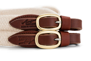 Angus Barrett Soft Cotton Reins - Natural with Brass buckles
