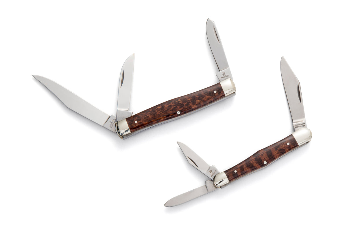 Robert Klaas 3 Blade Pocket Knife with Genuine Snakewood Handle - Made for Angus Barrett