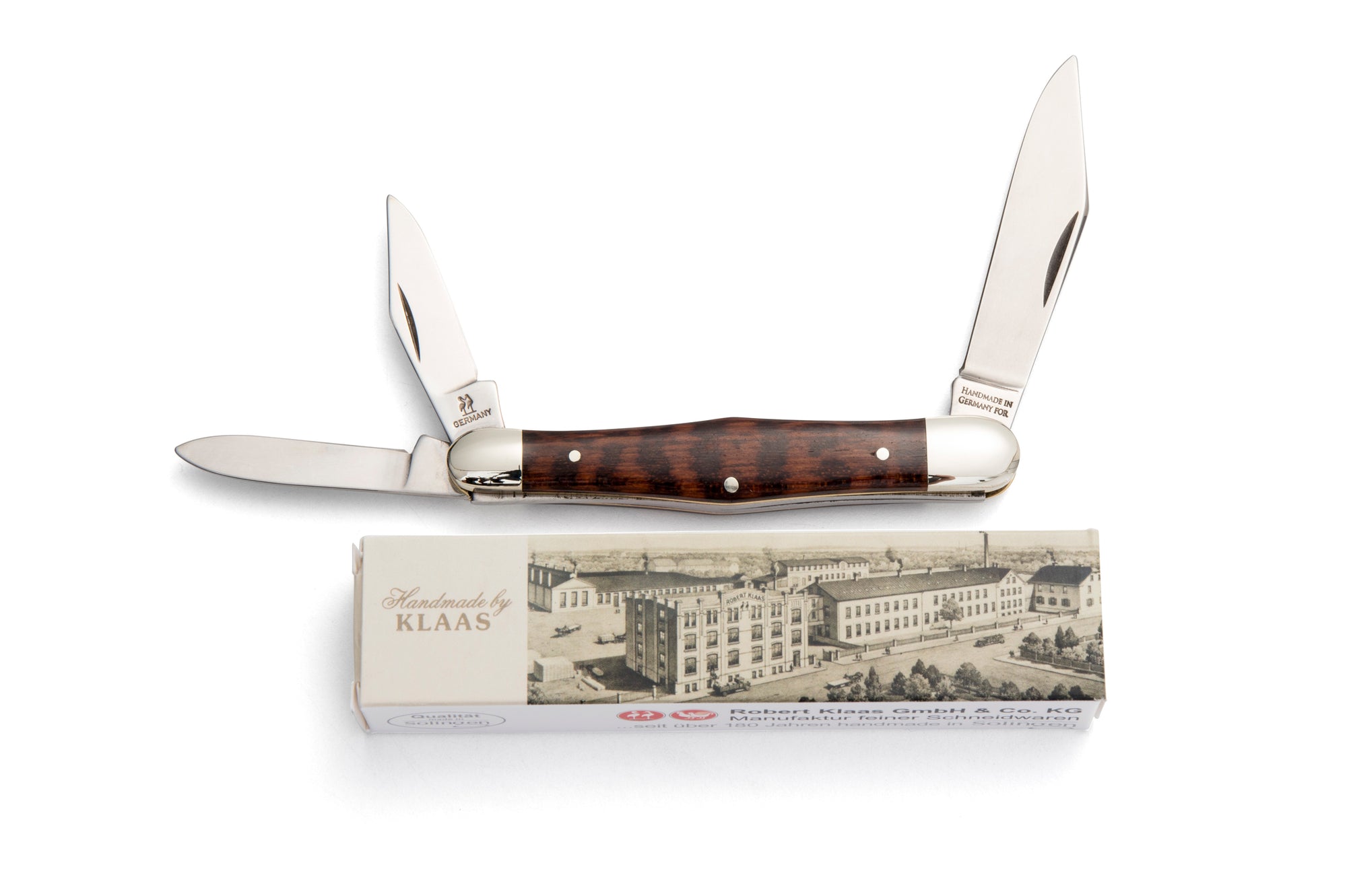 Robert Klaas 3 Blade Pocket Knife with Genuine Snakewood Handle - Made for Angus Barrett