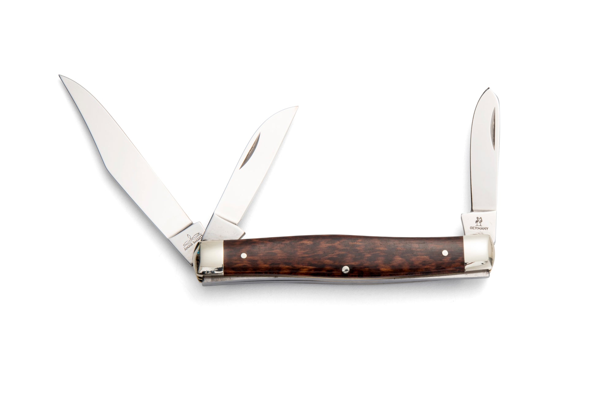 Robert Klaas 3 Blade Pocket Knife with Genuine Snakewood Handle - Made for Angus Barrett