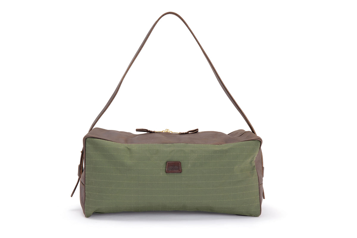 Weekend Warrior Travel Bag - Green Canvas &amp; Chocolate Leather